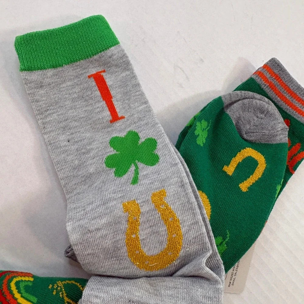 St Patricks Day Crew Socks Women Size 10-13 Green New‎ 3-Pack Lucky